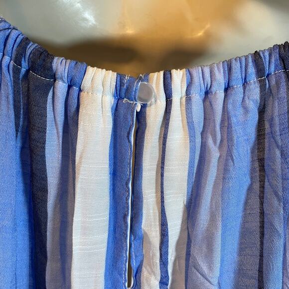 mlle gabrielle, Size 3X, Maxi Blue Striped Halter Dress - Picture 7 of 9